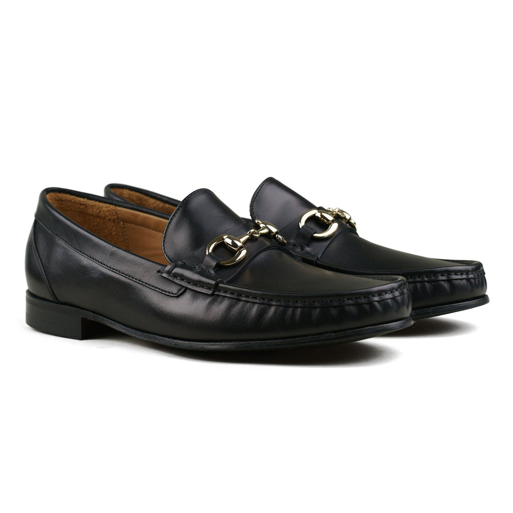 The Bologna Black Leather Bit Drive Loafer Men Shoe