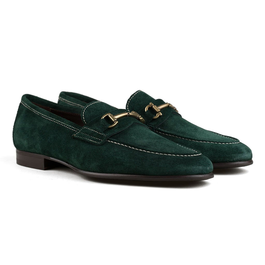 Elegant Dark Green Suede Loafers for Men Green suede men main image 4