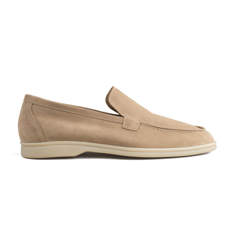 Berwick Palma Flex Venetian Mens Beige Suede Loafer Side View