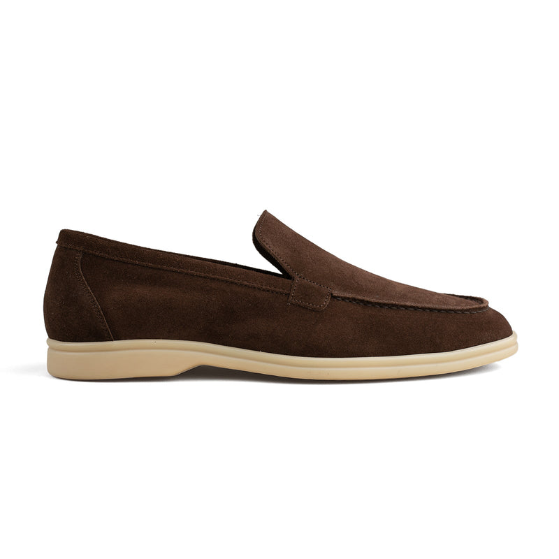 Berwick Palma Flex Venetian Mens Dark Brown Suede Loafer Side View