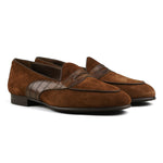 Load image into Gallery viewer, Belgian Penny Loafer - Polo Suede w/ Faux Croc Strap
