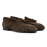 Load image into Gallery viewer, Belgian Tassel Loafer - Dark Brown Suede
