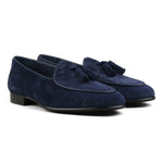 Load image into Gallery viewer, Belgian Tassel Loafer - Midnight Blue Suede
