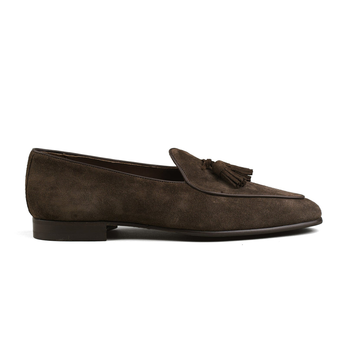 Belgian Tassel Loafer - Dark Brown Suede