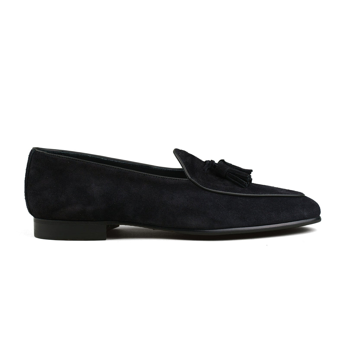 Belgian Tassel Loafer - Black Suede