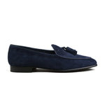 Load image into Gallery viewer, Belgian Tassel Loafer - Midnight Blue Suede
