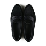 Load image into Gallery viewer, Belgian Penny Loafer - Black Suede w/ Faux Croc Strap
