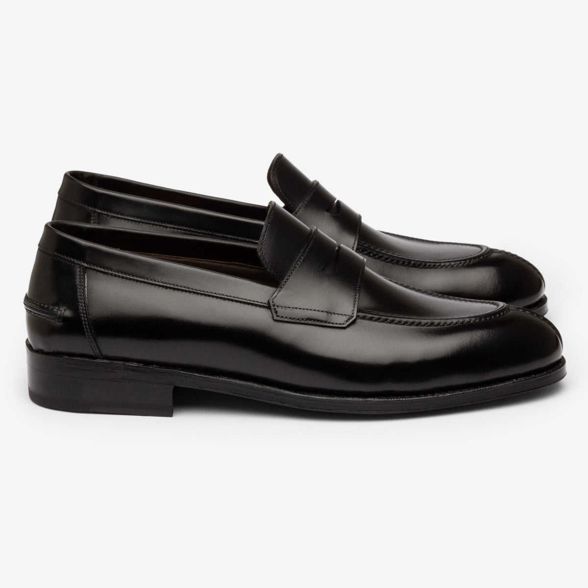 Y-Tip Penny Loafer - Black Calf