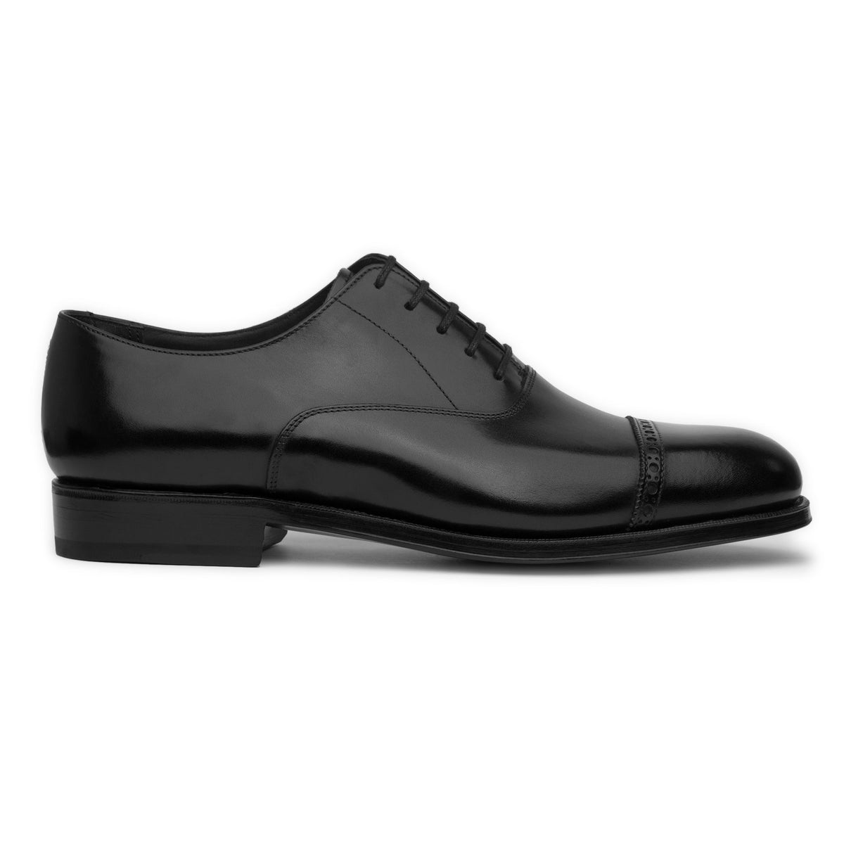 Punch Cap Oxford - Black Calf