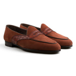 Load image into Gallery viewer, Belgian Penny Loafer - Sienna Suede w/ Faux Croc Strap
