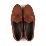 Load image into Gallery viewer, Belgian Penny Loafer - Sienna Suede w/ Faux Croc Strap
