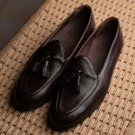 Load image into Gallery viewer, Belgian Tassel Loafer - Brown Deerskin
