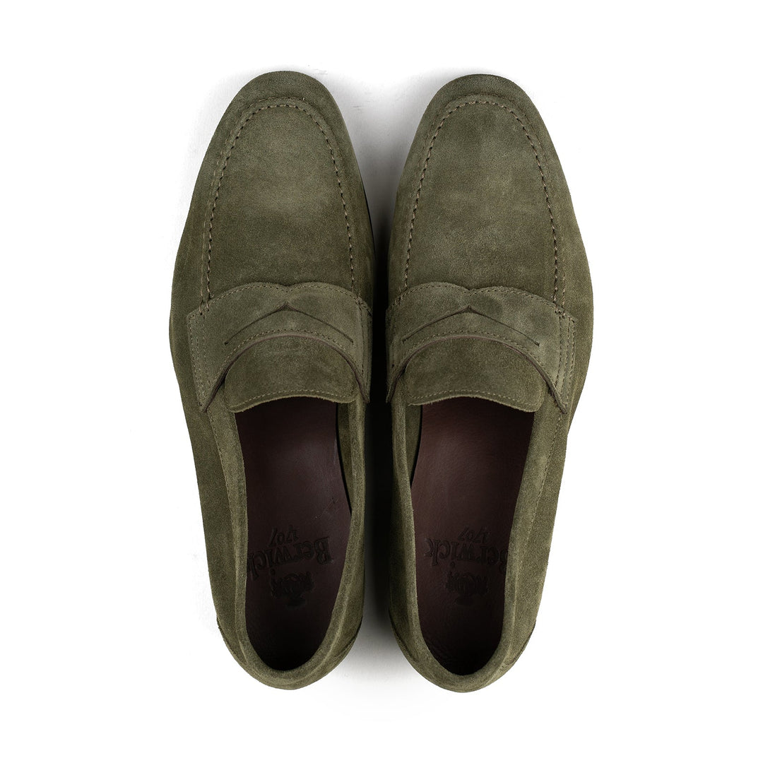 Unlined Penny Loafer - Green Suede