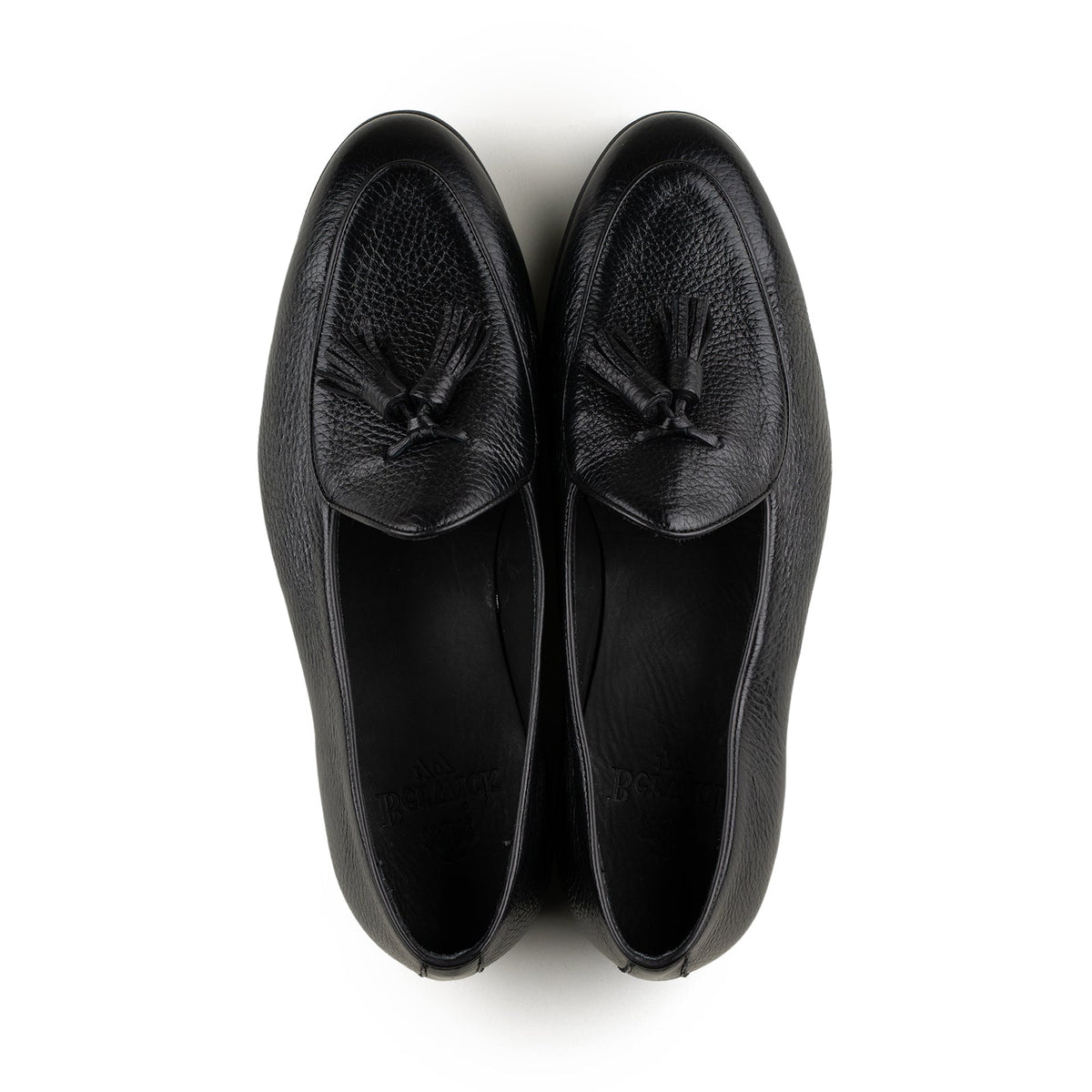 Belgian Tassel Loafer - Black Deerskin