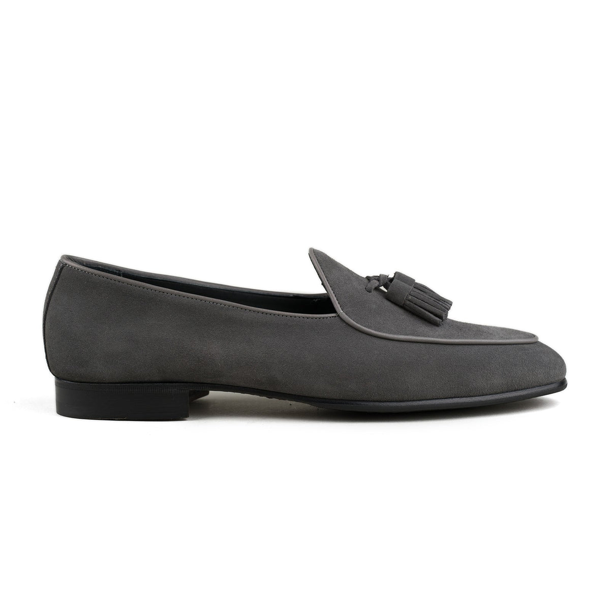 Belgian Tassel Loafer - Grey Suede