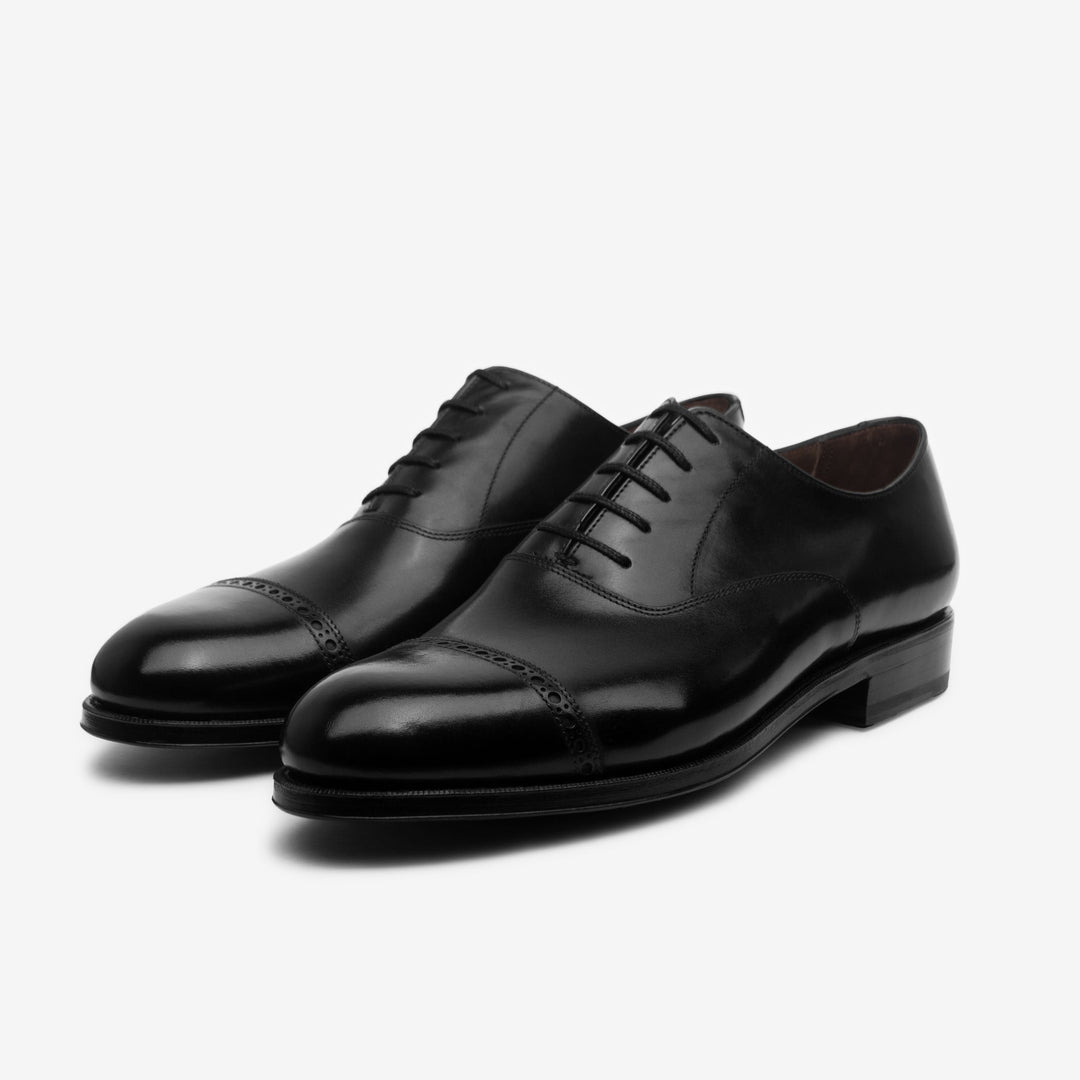 Punch Cap Oxford - Black Calf