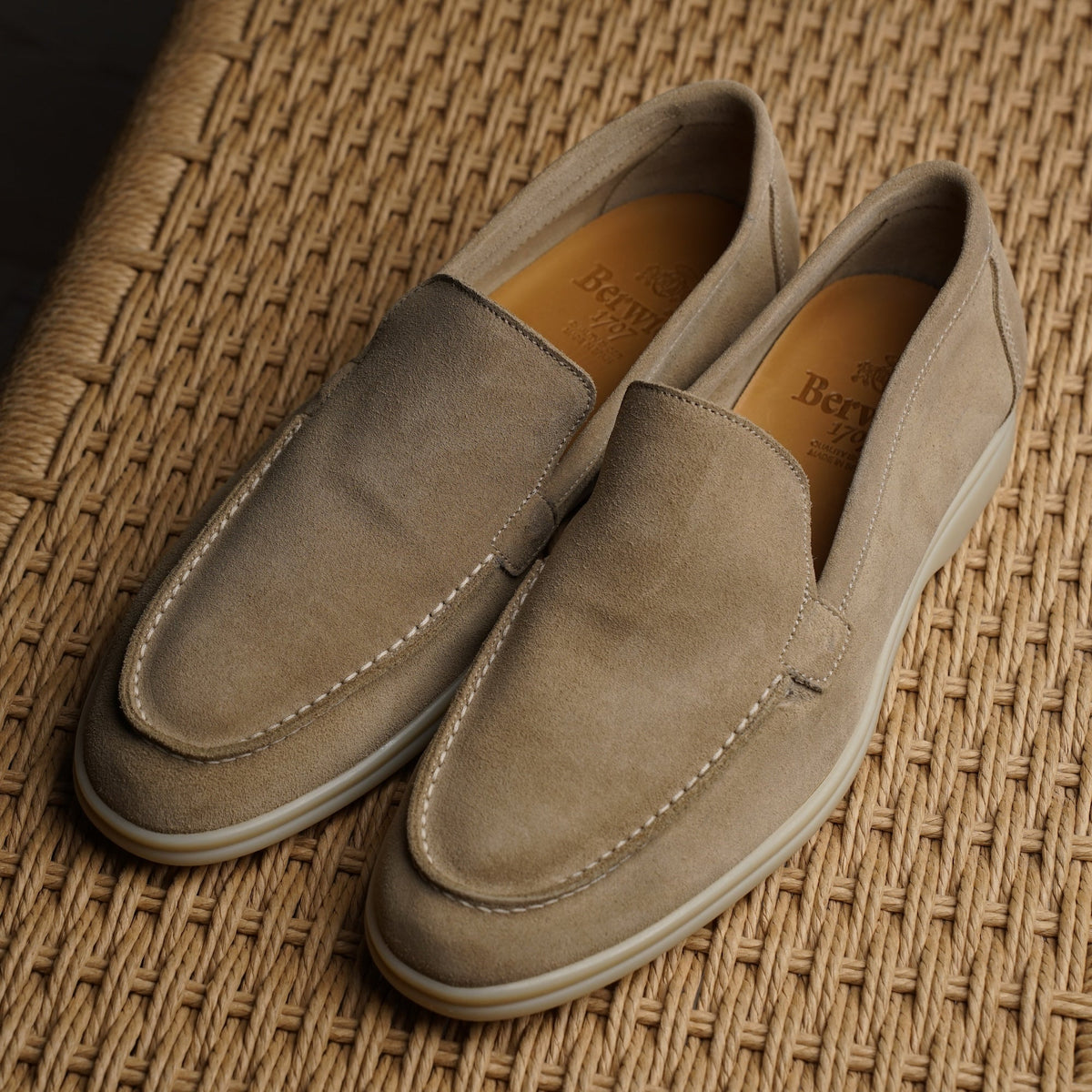 Berwick Palma Flex Venetian Mens Beige Suede Loafer Live View 