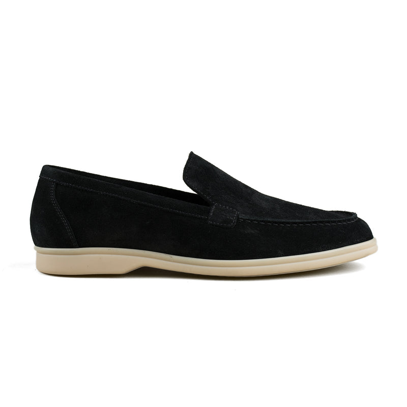 Berwick Palma Flex Venetian Mens Black Suede Loafer Side View