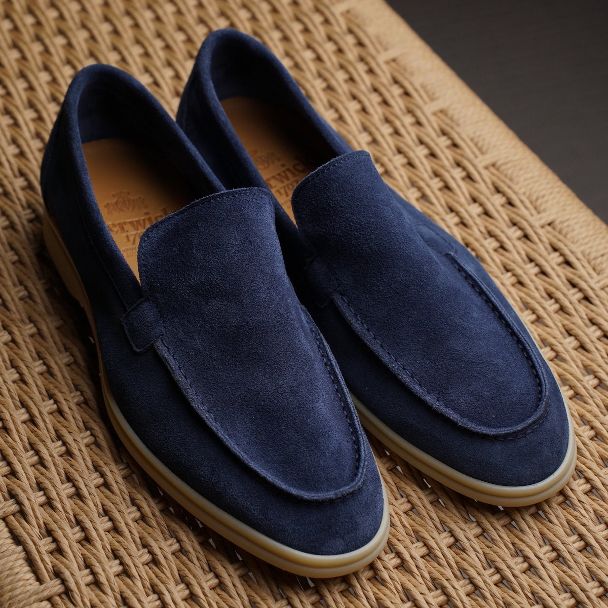 Berwick Palma Flex Venetian Mens Blue Suede Loafer Live Picture 