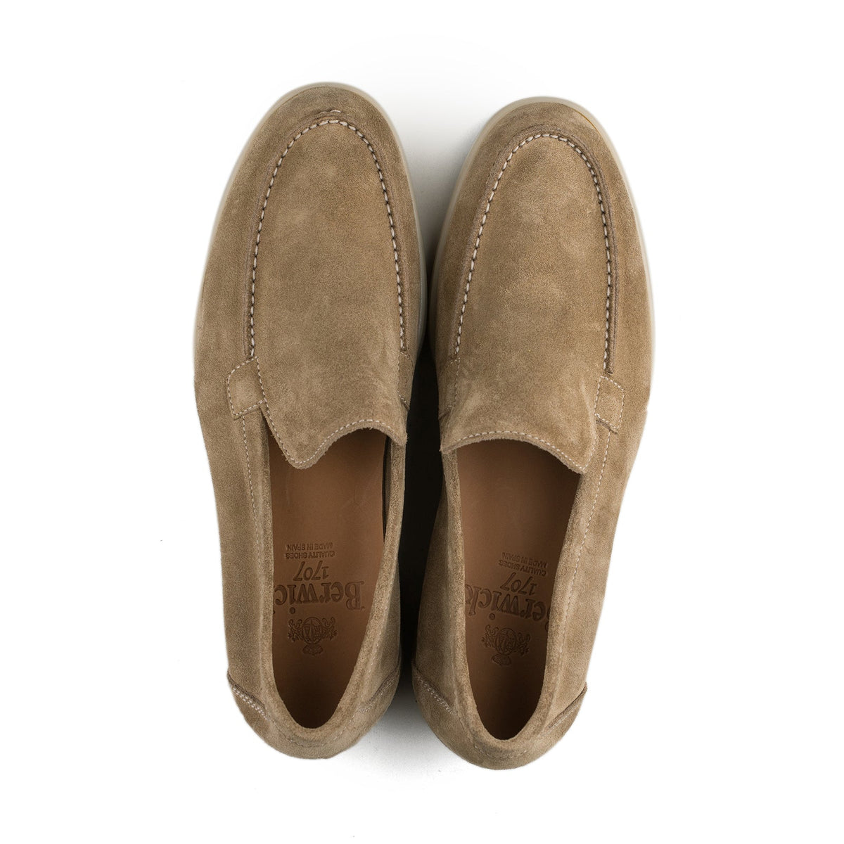 Berwick Palma Flex Venetian Mens Maple Sand Suede Loafer Top Down View 