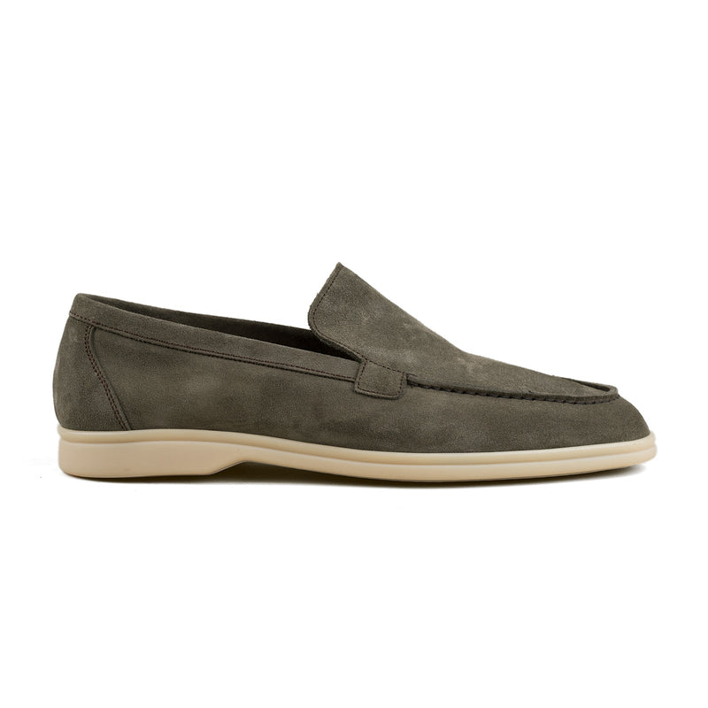 Berwick Palma Flex Venetian Mens Olive Green Suede Loafer Side View 