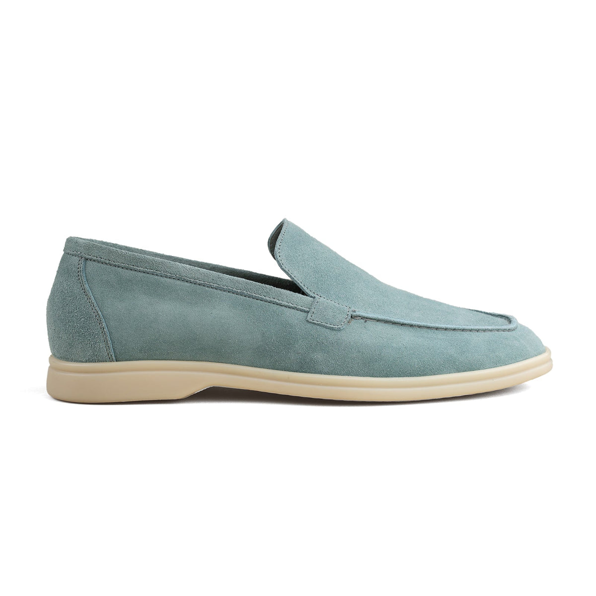 Berwick Palma Flex Venetian Mens Petrol Blue Suede Loafer Side View 