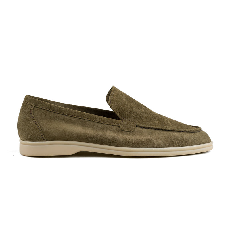Berwick Palma Flex Venetian Mens Pistachio Green Suede Loafer Side View 