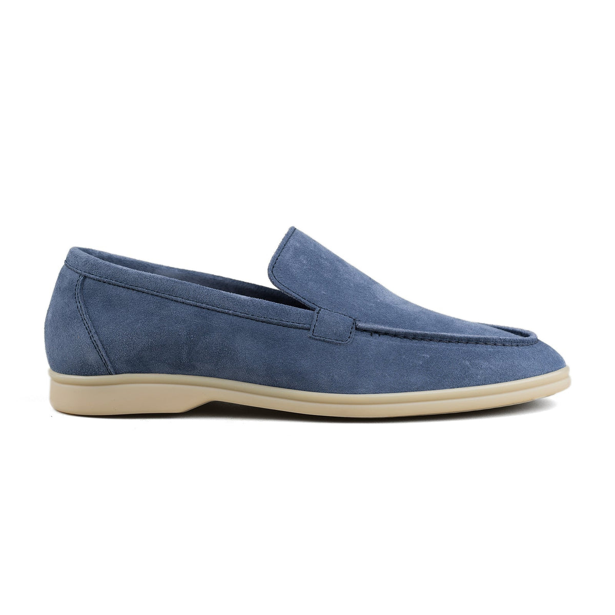 Berwick Palma Flex Venetian Mens Sky Blue Suede Loafer Side View 