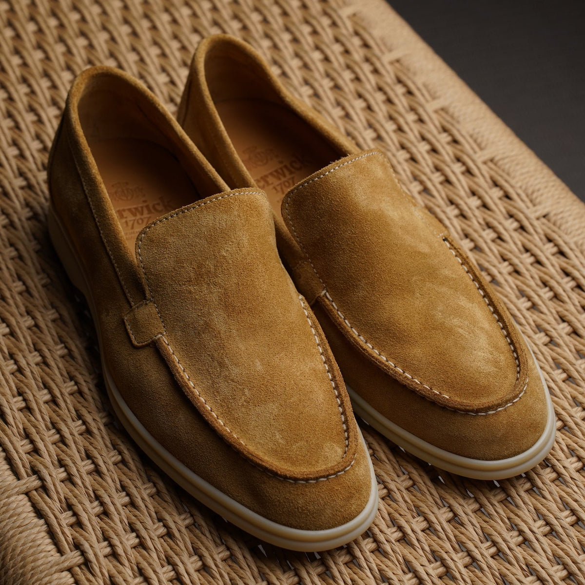 Berwick Palma Flex Venetian Mens Tan Brown Suede Loafer Live View 