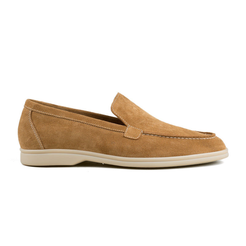 Berwick Palma Flex Venetian Mens Tan Brown Suede Loafer Side View 