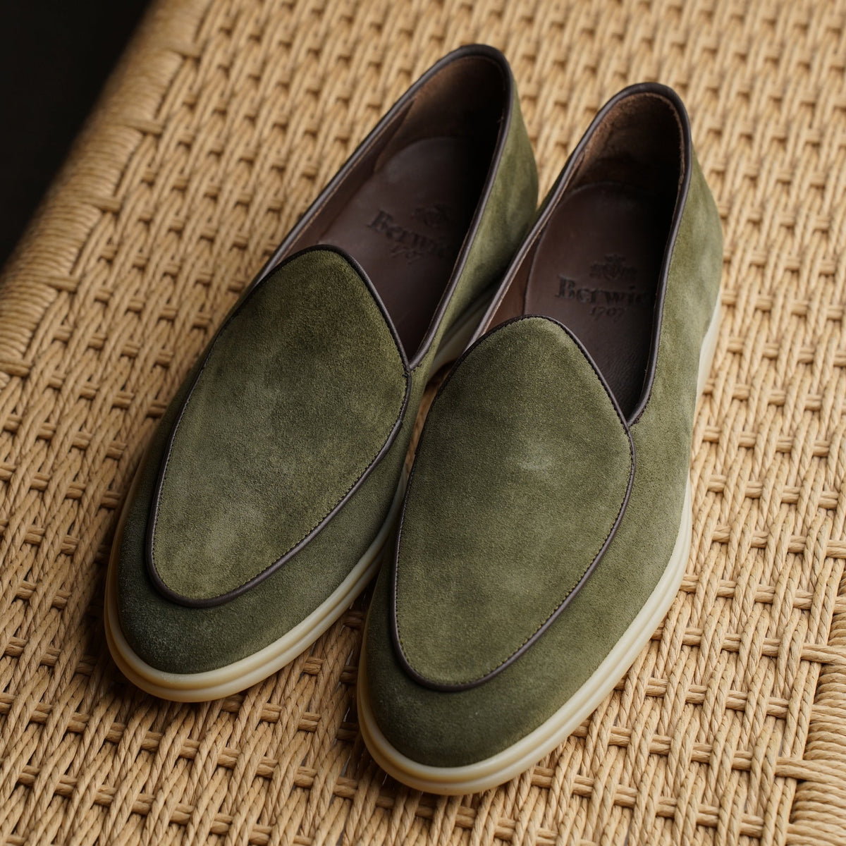 Belgian Loafer w/ Rubber Sole - Green Suede