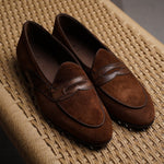 Load image into Gallery viewer, Belgian Penny Loafer - Polo Suede w/ Faux Croc Strap
