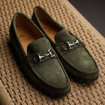 Load image into Gallery viewer, Bologna Bit Loafer - Green Suede
