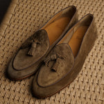 Load image into Gallery viewer, Belgian Tassel Loafer - Walnut Suede
