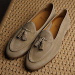 Load image into Gallery viewer, Belgian Tassel Loafer - Beige Suede
