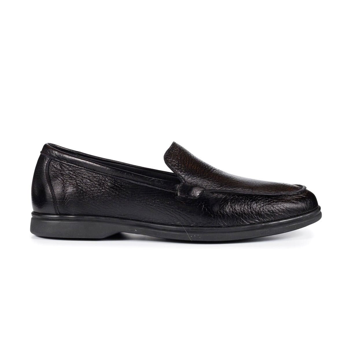 Berwick Palma Flex Venetian Mens Black Deerskin w/ Black Sole Loafer Side View