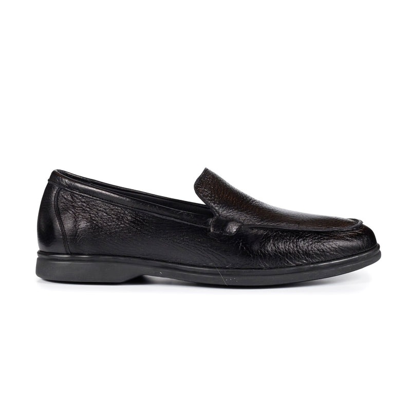 Berwick Palma Flex Venetian Mens Black Deerskin w/ Black Sole Loafer Side View