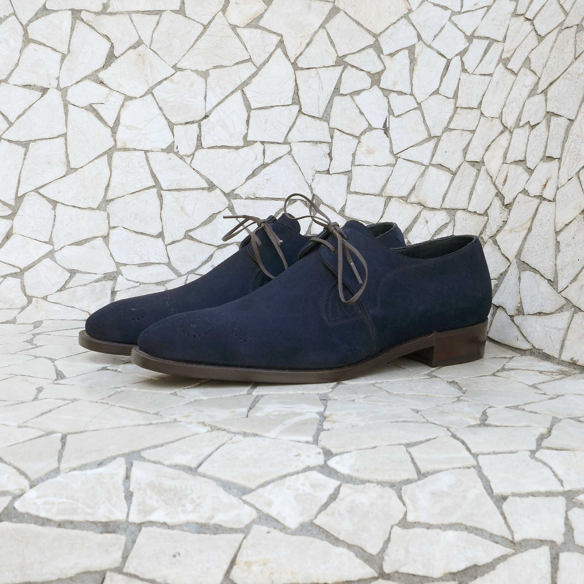 Westley Medallion Derby - Midnight Blue Suede