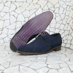 Load image into Gallery viewer, Westley Medallion Derby - Midnight Blue Suede
