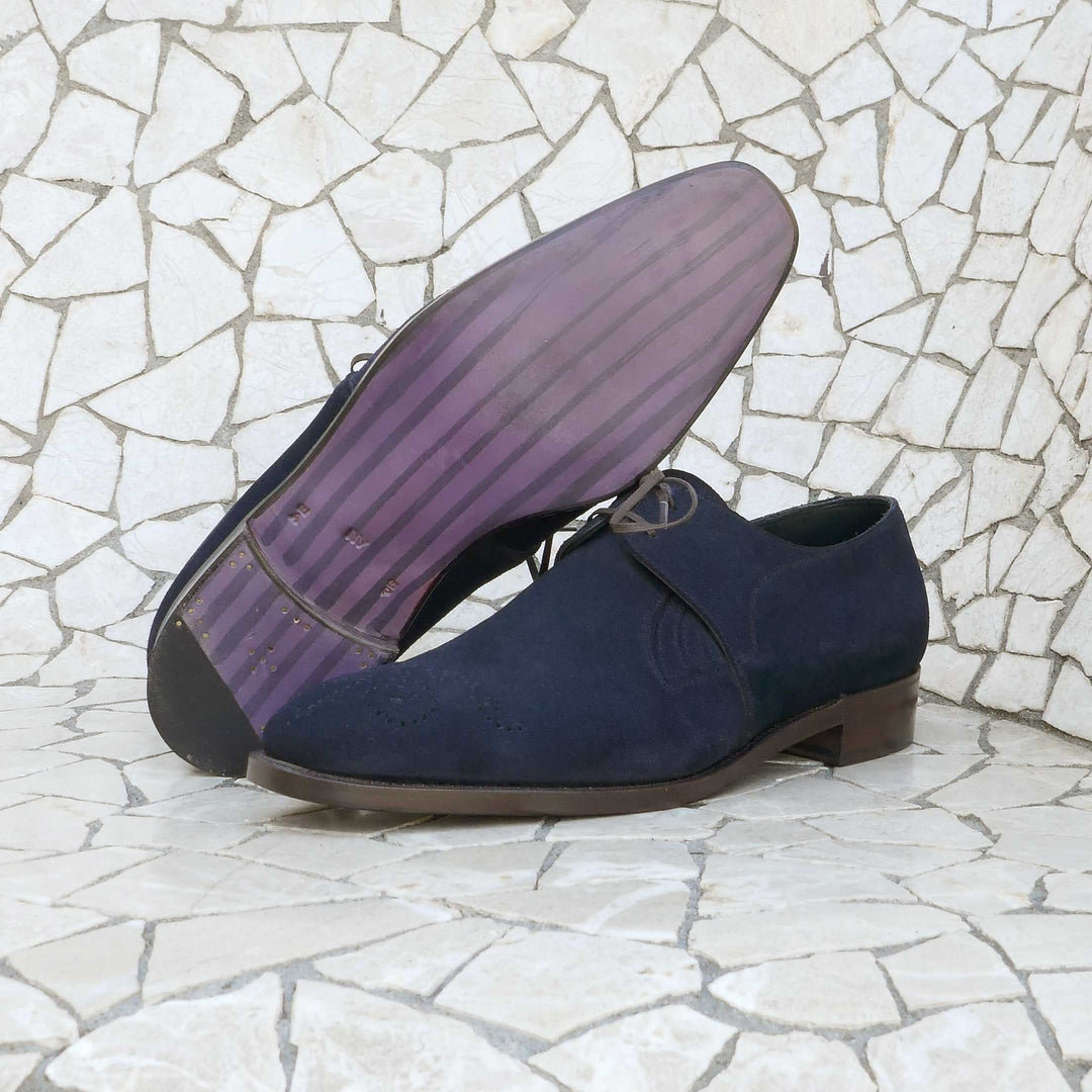 Westley Medallion Derby - Midnight Blue Suede