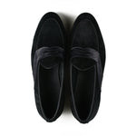 Load image into Gallery viewer, Belgian Penny Loafer - Black Suede w/ Faux Croc Strap