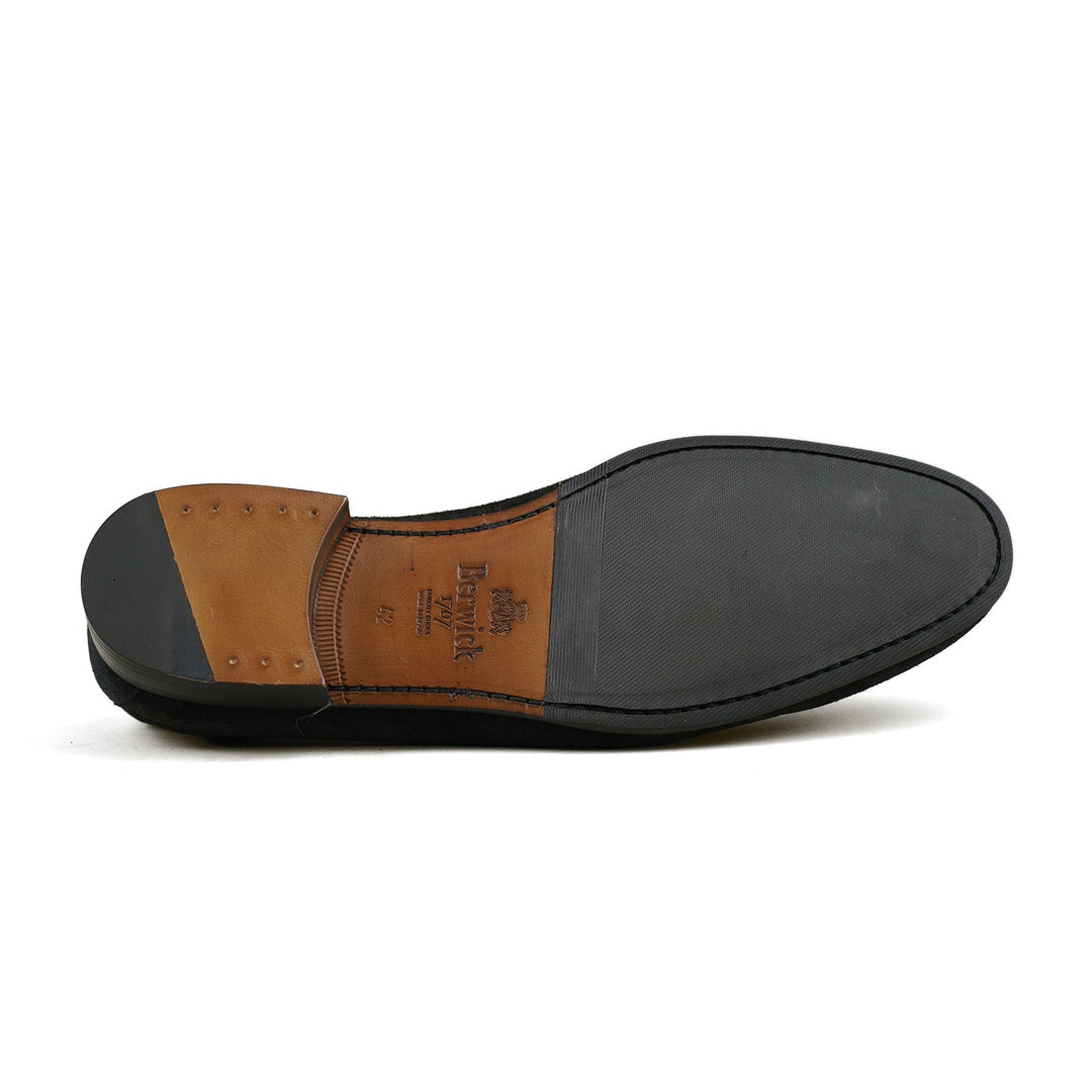 Belgian Penny Loafer - Polo Suede w/ Faux Croc Strap